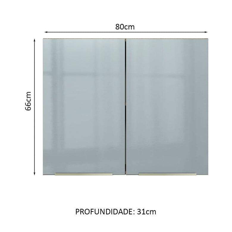 Armário Aéreo Madesa Lux 80 cm 2 Portas Rustic/Cinza