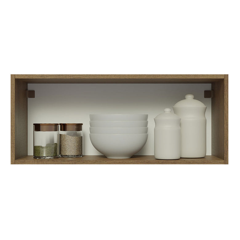 Armário Aéreo Madesa Lux 80 cm 1 Porta Basculante Rustic/Cinza