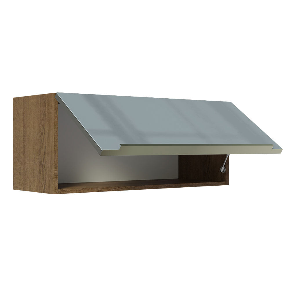 Armário Aéreo Madesa Lux 80 cm 1 Porta Basculante Rustic/Cinza