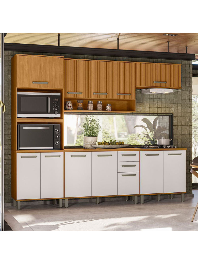 Cozinha Modulada Criare 5 Peças com Torre Quente 12 portas com Tampo Poliman Móveis