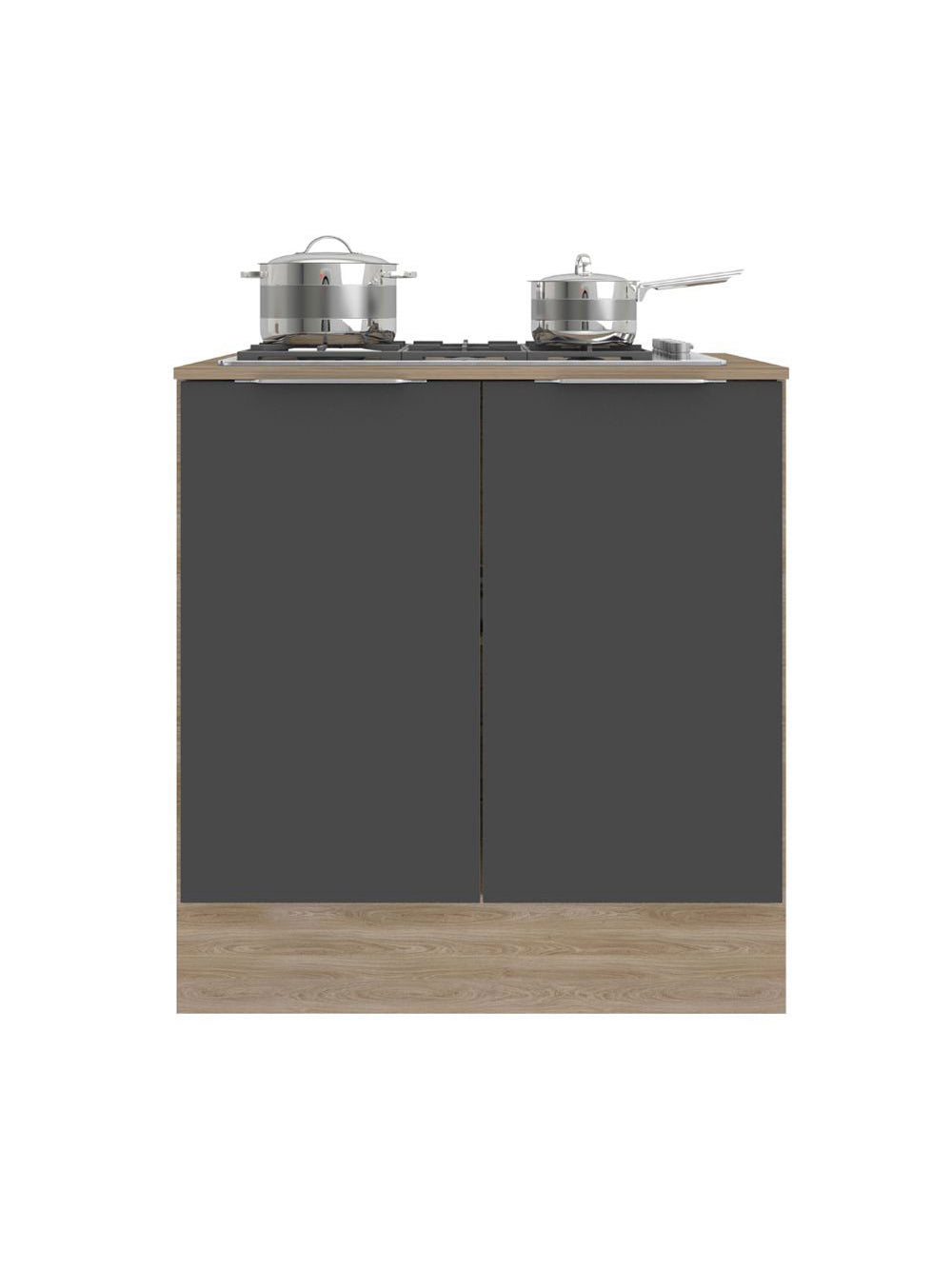 Balcão com Tampo 2 Portas 80 cm Ferrara Poliman - Carvalho oak e Fume