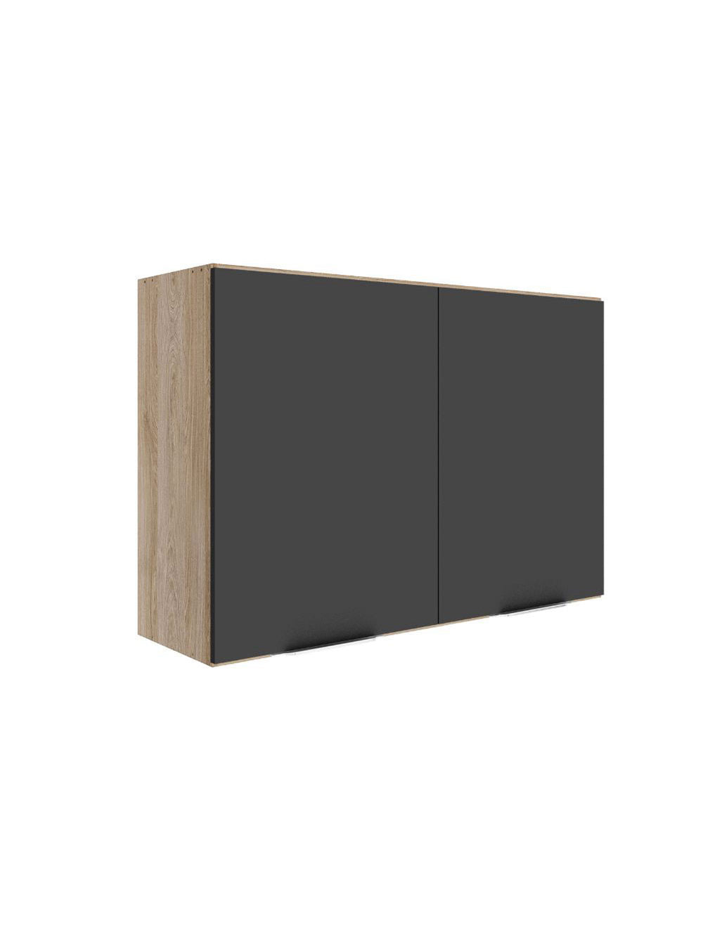 Armário Aéreo Ferrara 2 Portas 80cm Prateleira Interna Fixa Poliman Móveis - Carvalho oak e Fume