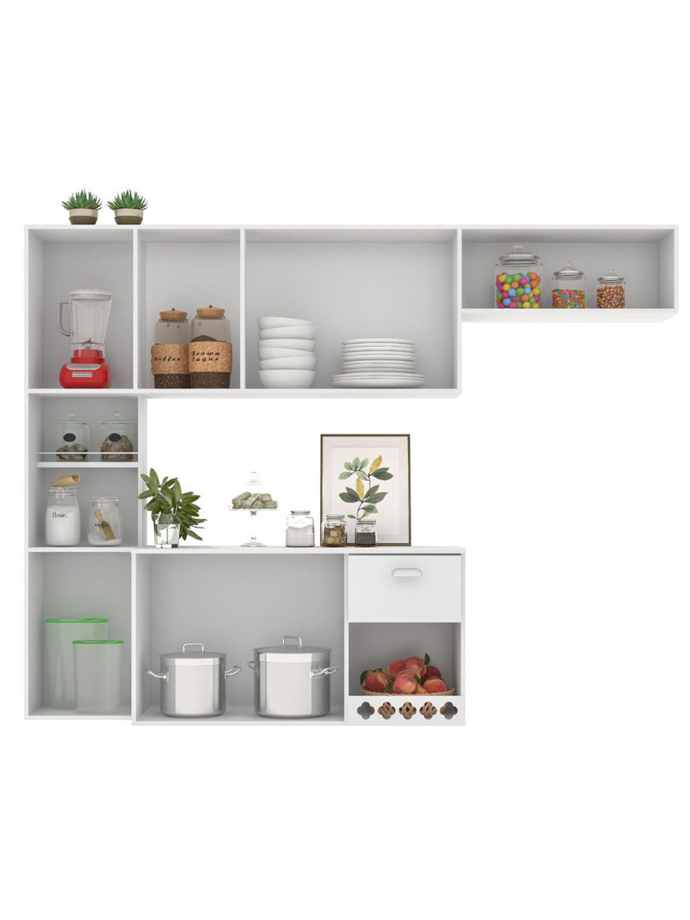 Cozinha Compacta Suspensa Mila 7 portas 1 Gaveta com Corrediças Telescópicas Poliman Móveis