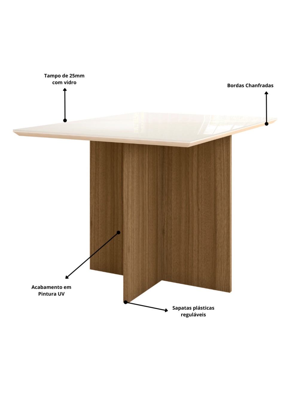 Sala de Jantar Helo 120x90 Com Vidro 4L Cadeiras Jade Poliman Móveis