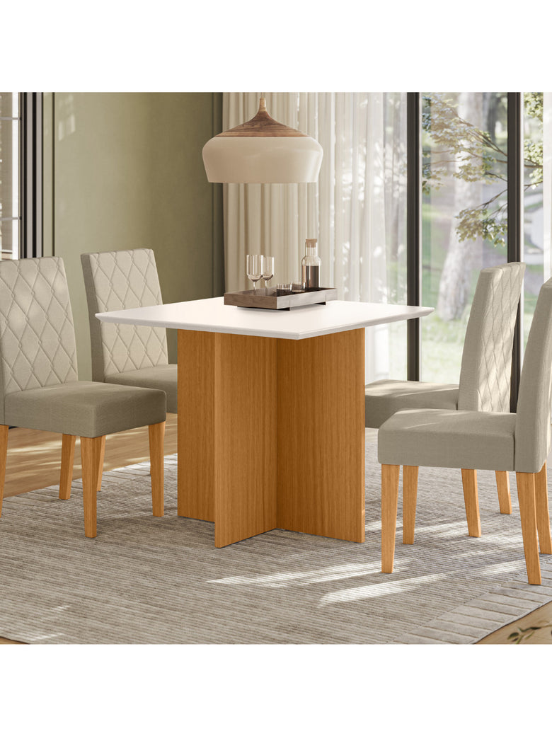 Sala de Jantar Helo 120x90 Com Vidro 4L Cadeiras Jade Poliman Móveis