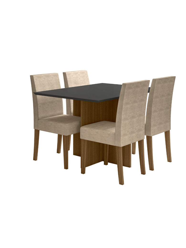 Sala de Jantar Helo 120x90 Com Vidro 4L Cadeiras Josi Poliman Móveis