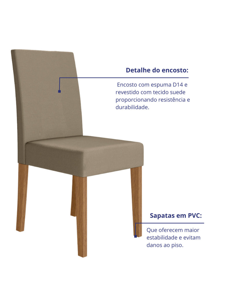 Sala de Jantar Helo 120x90 Com Vidro 4L Cadeiras Josi Poliman Móveis