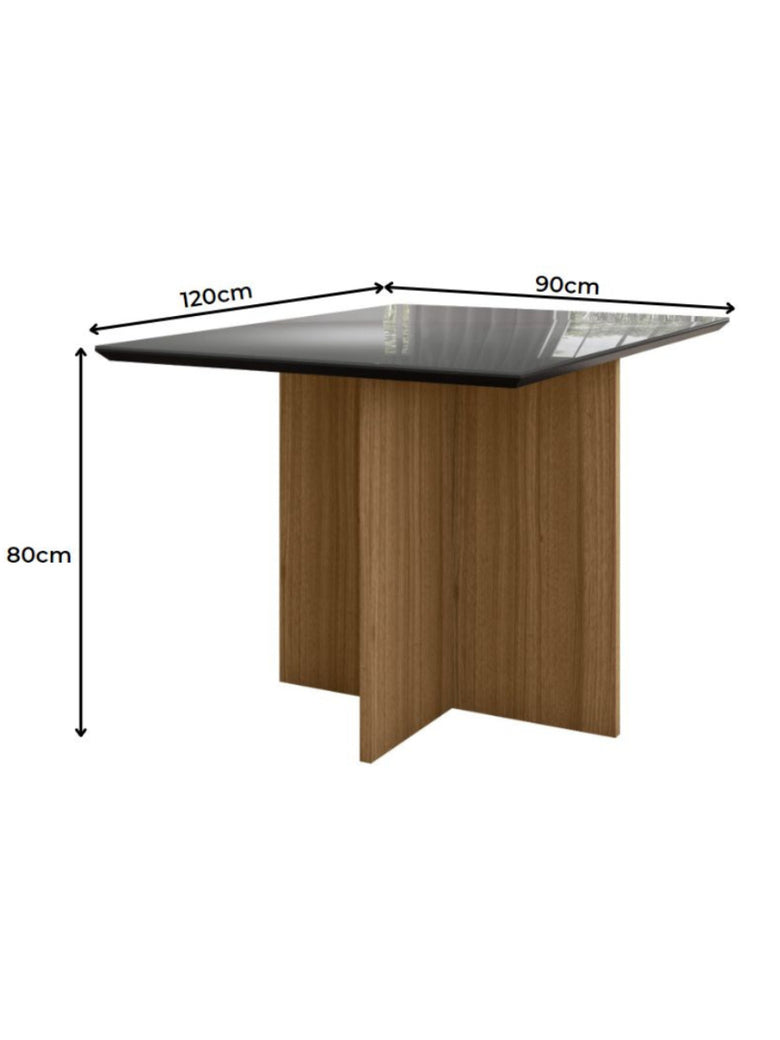 Sala de Jantar Helo 120x90 Com Vidro 4L Cadeiras Josi Poliman Móveis