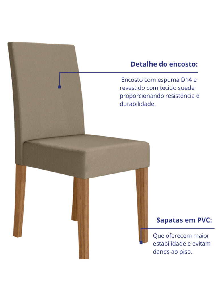 Sala de Jantar Helo 120x90 Com Vidro 4L Cadeiras Josi Poliman Móveis