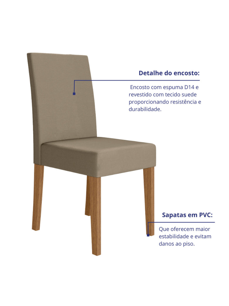 Sala de Jantar Helo 120x90 Com Vidro 4L Cadeiras Josi Poliman Móveis