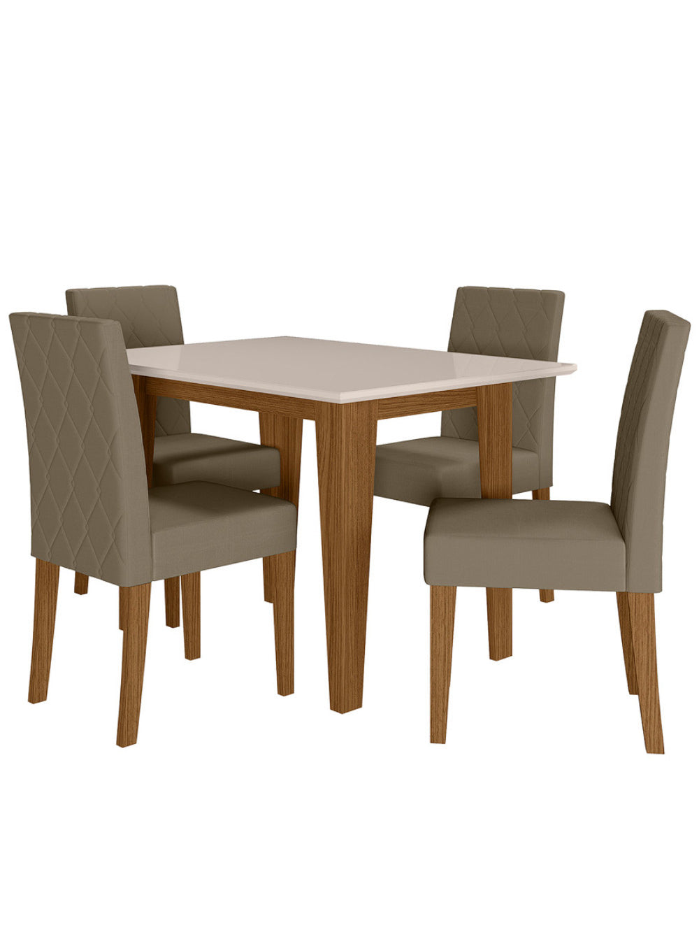 Sala de Jantar Kate 120x90 Com Vidro 4L Cadeiras Jade Poliman Móveis - Carvalho/Bege/Off