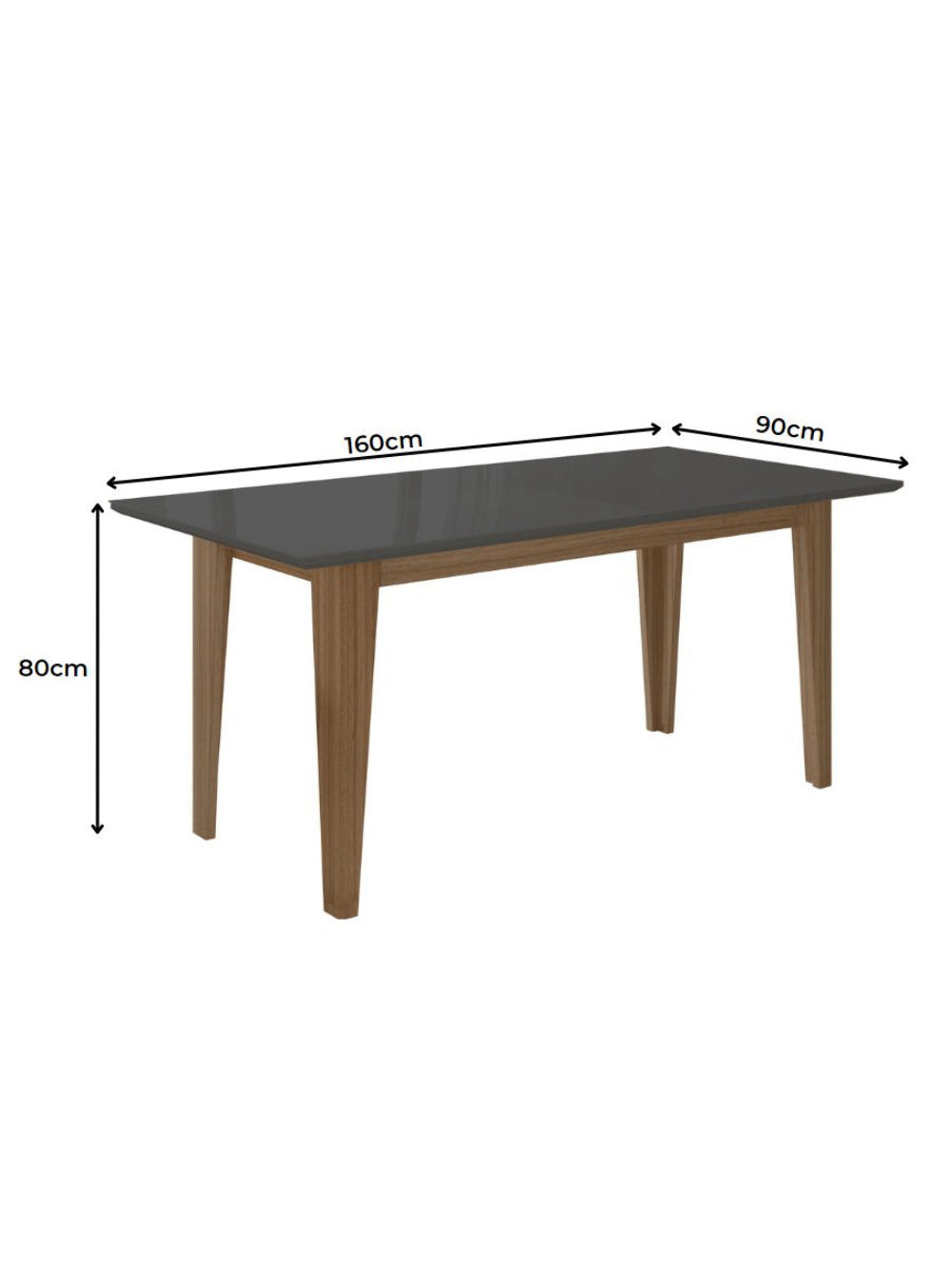 Sala de Jantar Liz 160x90 Com Vidro 6L Cadeiras Jade Poliman Móveis - Freijó UV/Off White