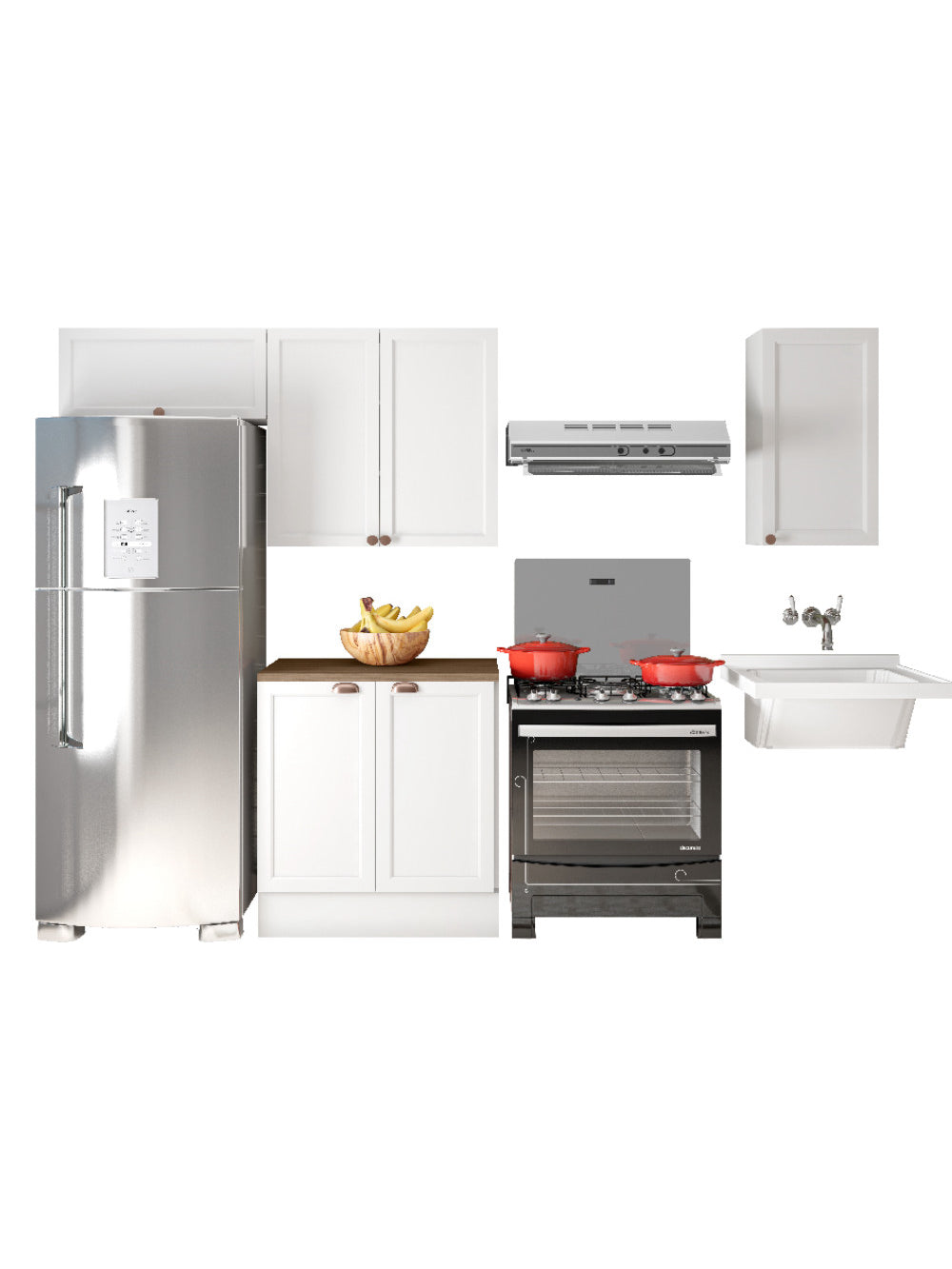 Composição Cozinha Olivia 4PC 6PT TPO Poliman Móveis - Branco