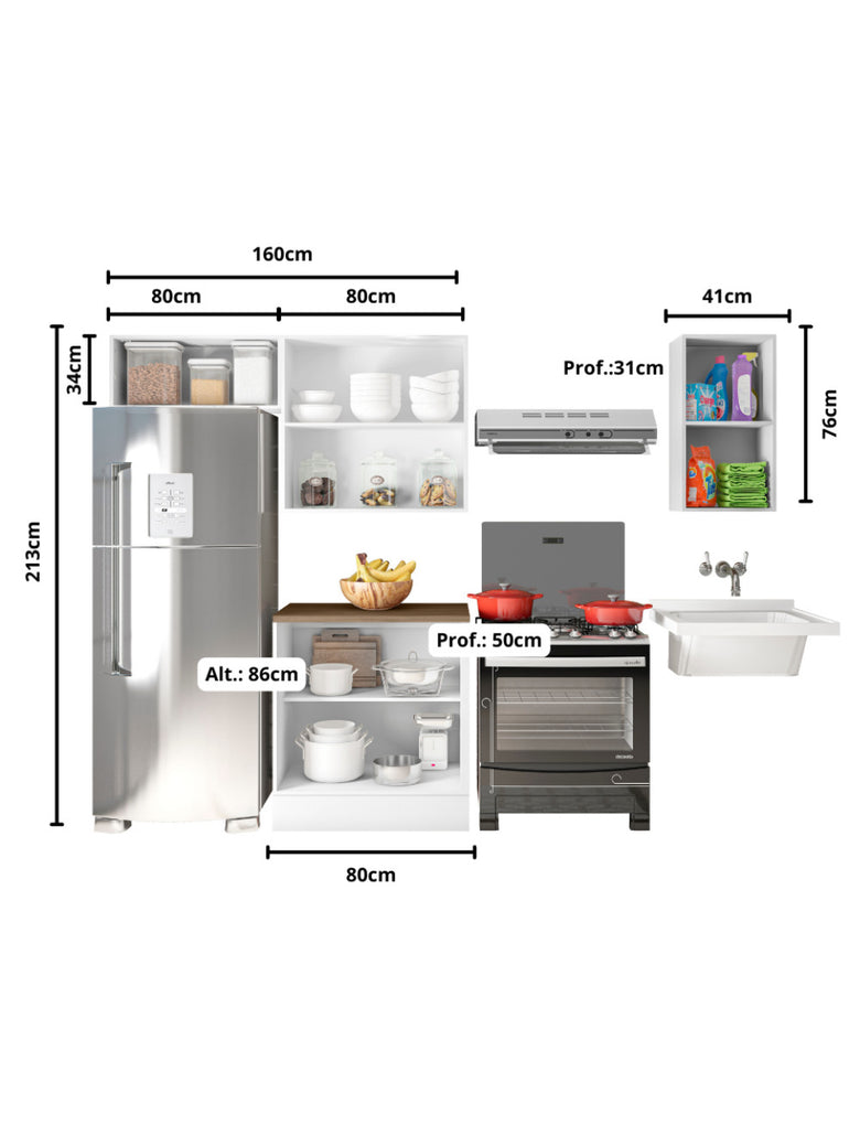 Composição Cozinha Olivia 4PC 6PT TPO Poliman Móveis