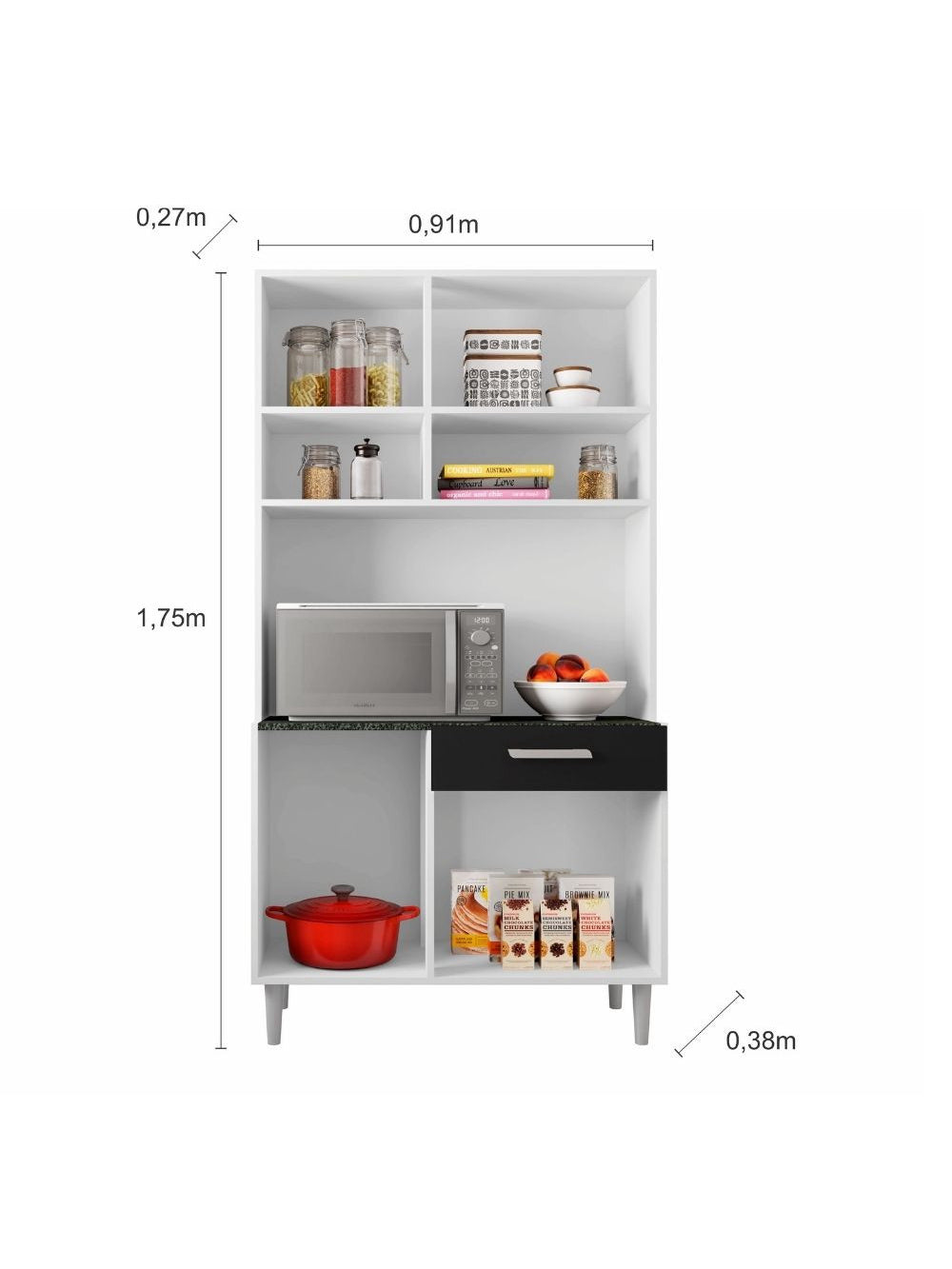 Kit Cozinha 6 Portas 1 Gaveta Carol Poliman Móveis - Carvalho com Branco