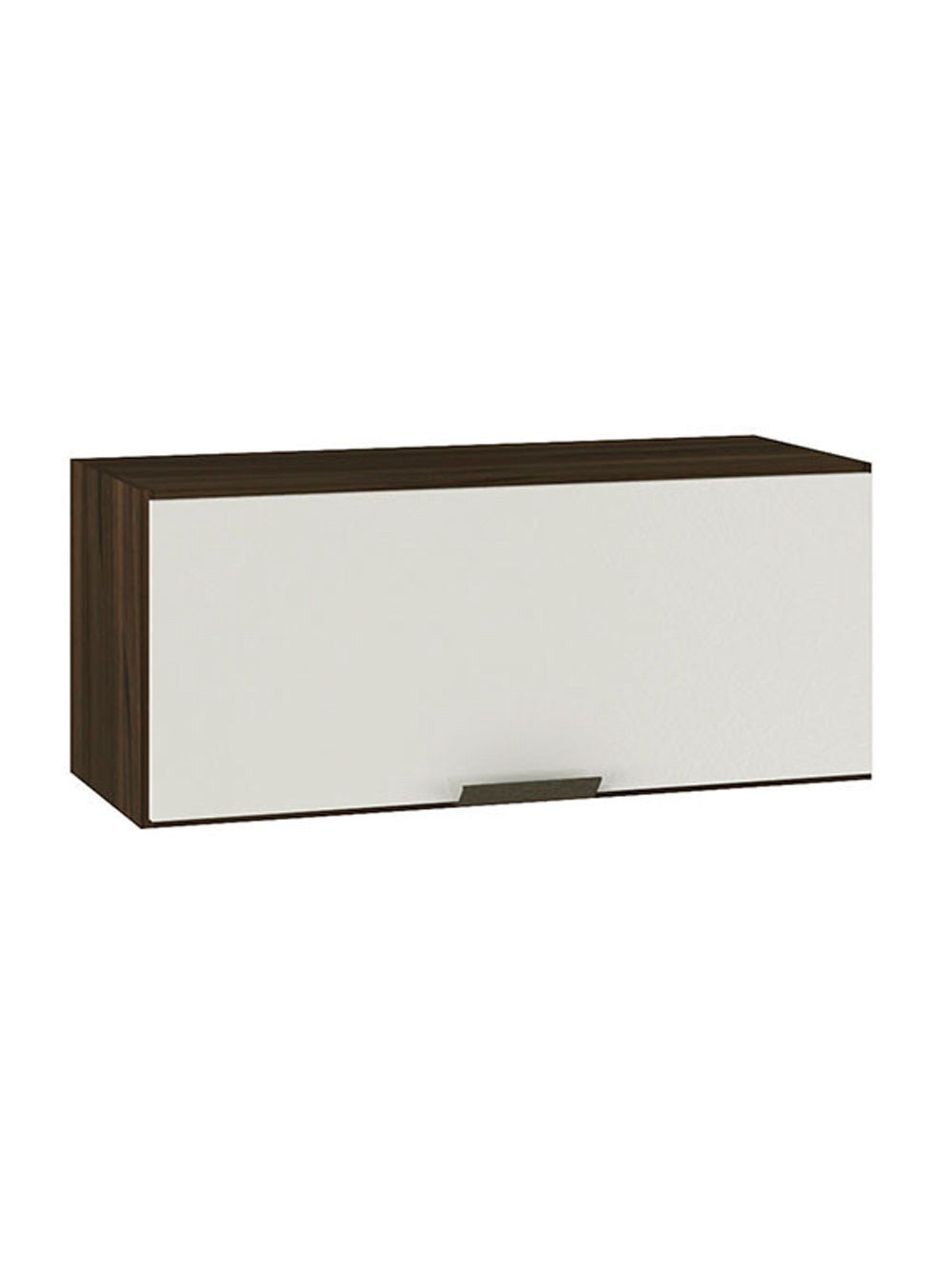 Armário Aéreo Basculante Geladeira Flair 80cm 1 Porta Poliman Móveis - Nogueira com Off White