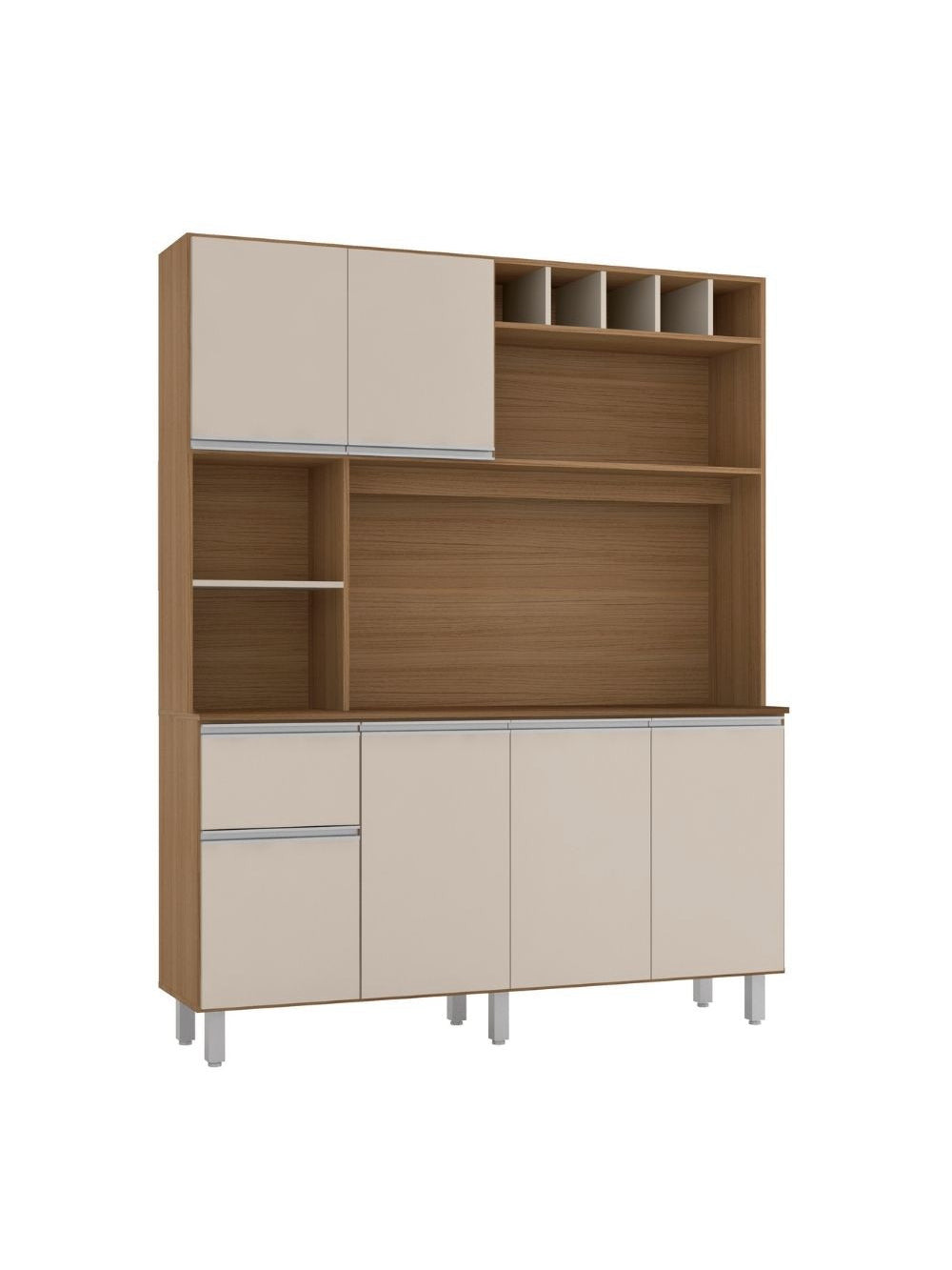 Kit Cozinha 6 Portas 1 Gaveta Alice - Carvalho com Off White