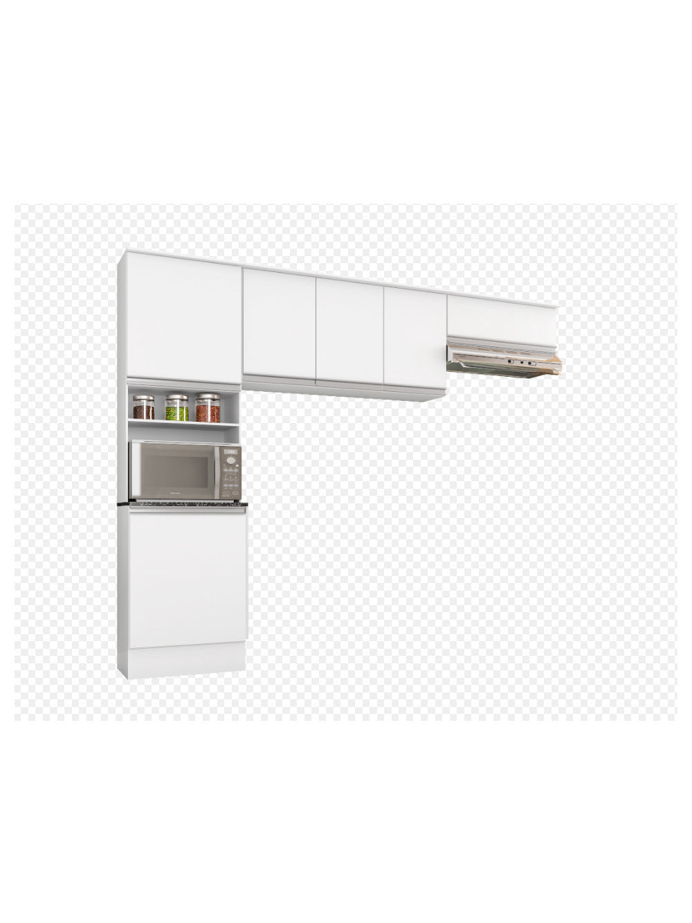Cozinha Compacta Paneleiro e Aéreo 260 cm Paris Poliman - Branco