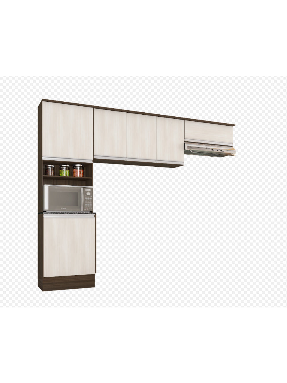 Cozinha Compacta Paneleiro e Aéreo 260 cm Paris Poliman - Amêndoa com Arena