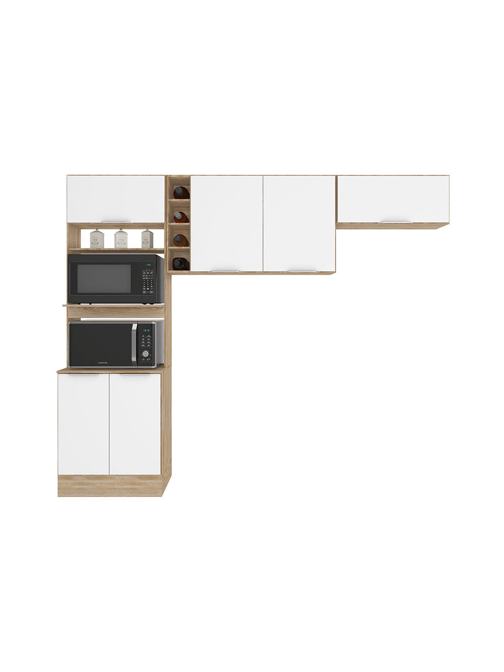 Cozinha Compacta Paneleiro e Aéreo Ferrara Poliman Móveis - Carvalho oak e Branco