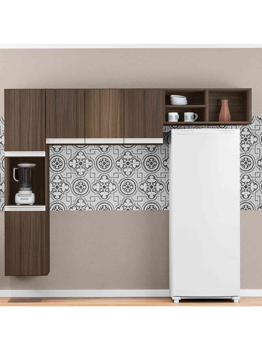 Cozinha Compacta 3 Peças Laura Poliman Móveis - Amêndoa