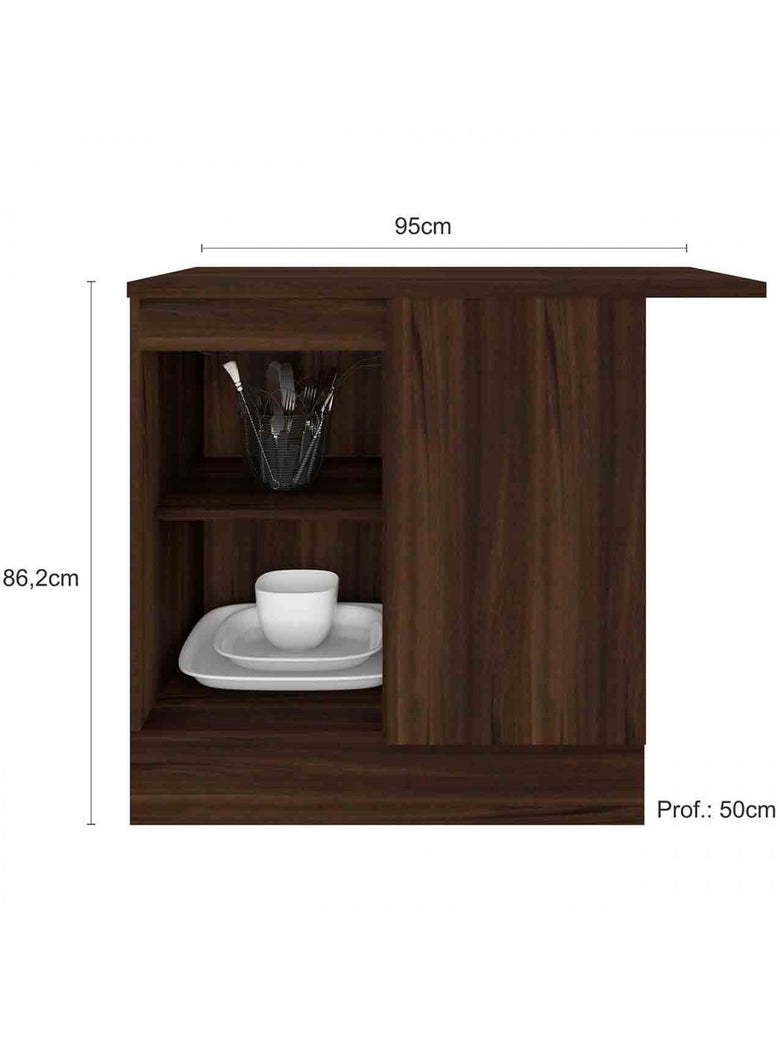 Balcão com Tampo Reto para Canto 1 Porta Olivia