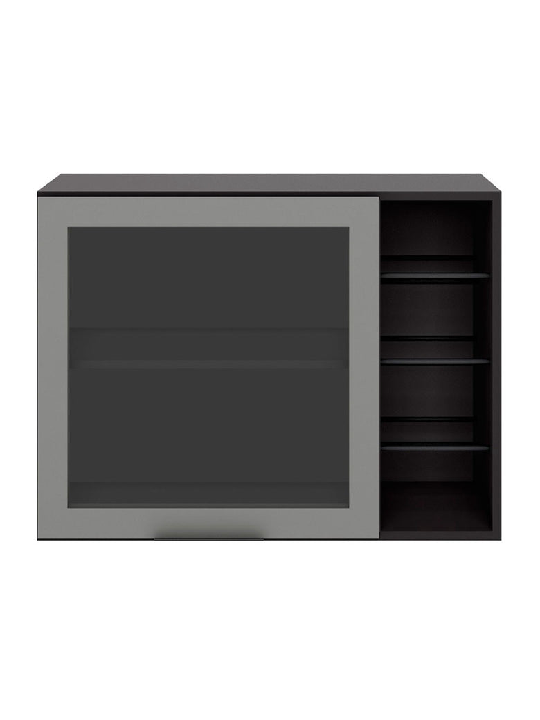 Armário Aéreo 80 cm 1 Porta Vidro Fumê com Adega Etna Poliman