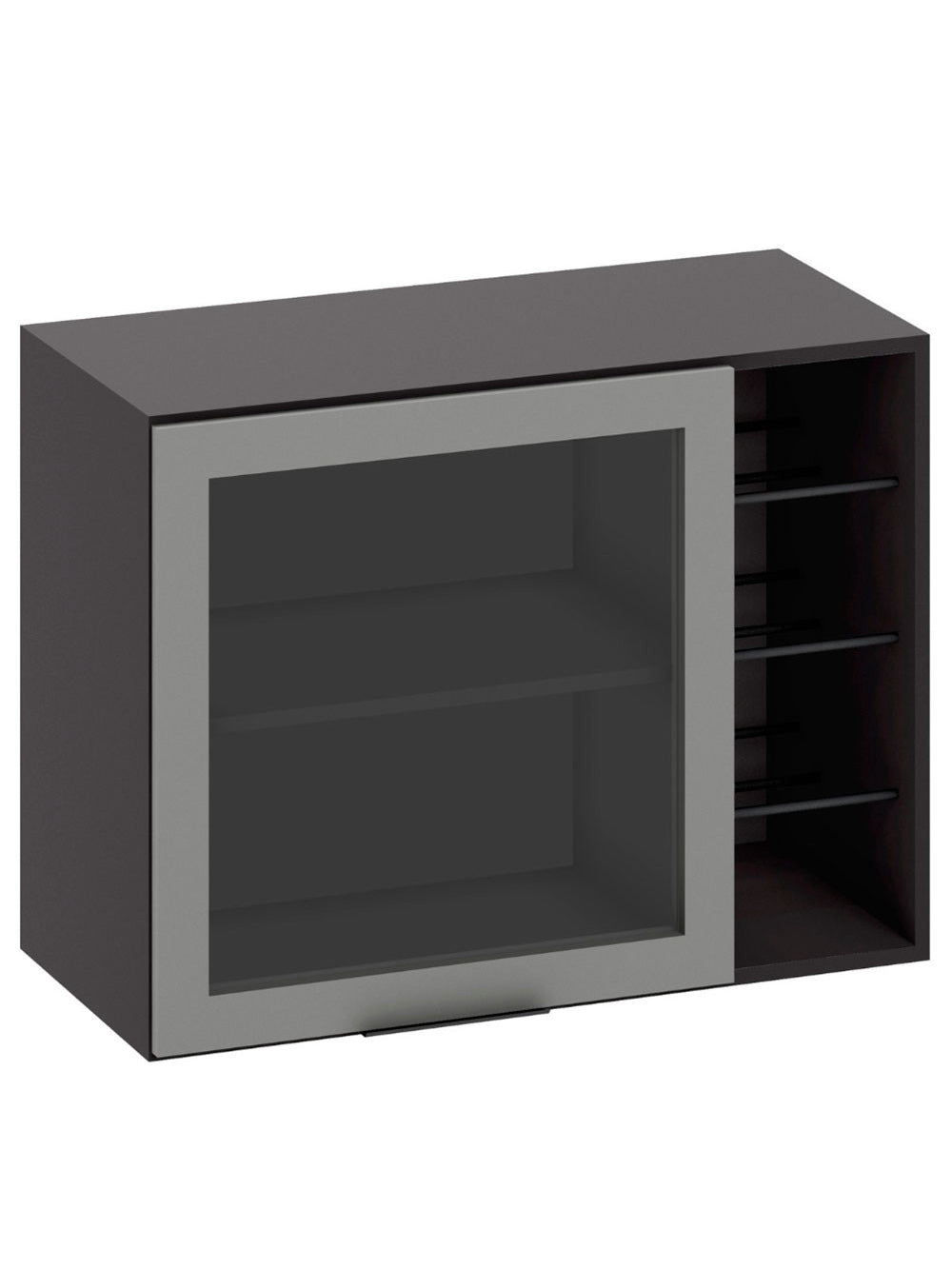 Armário Aéreo 80 cm 1 Porta Vidro Fumê com Adega Etna Poliman - Grafite