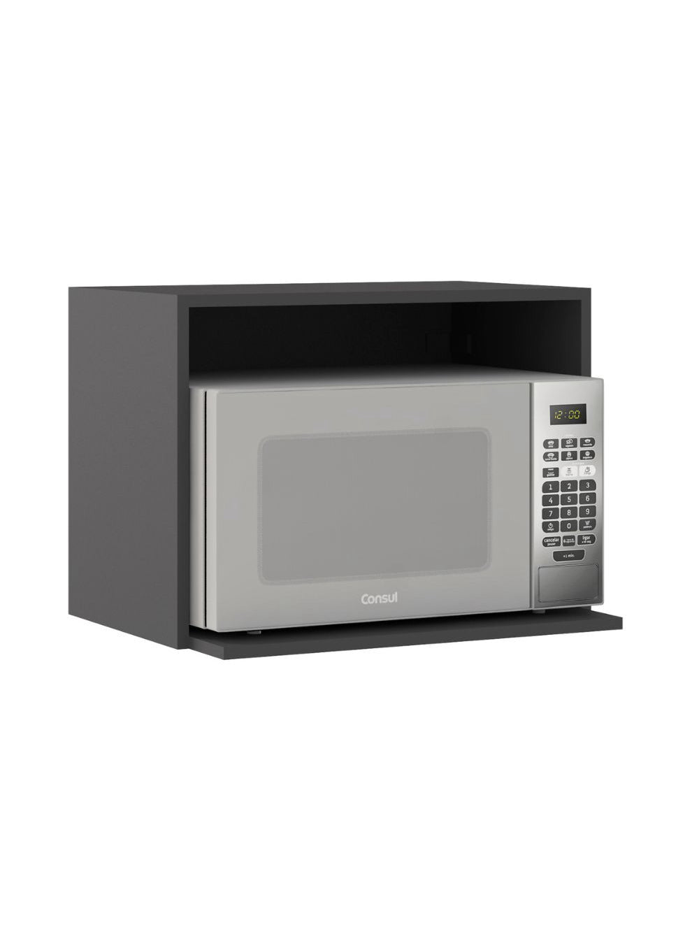 Armário Aéreo 58 cm com Nicho Micro-ondas Etna Poliman - Grafite