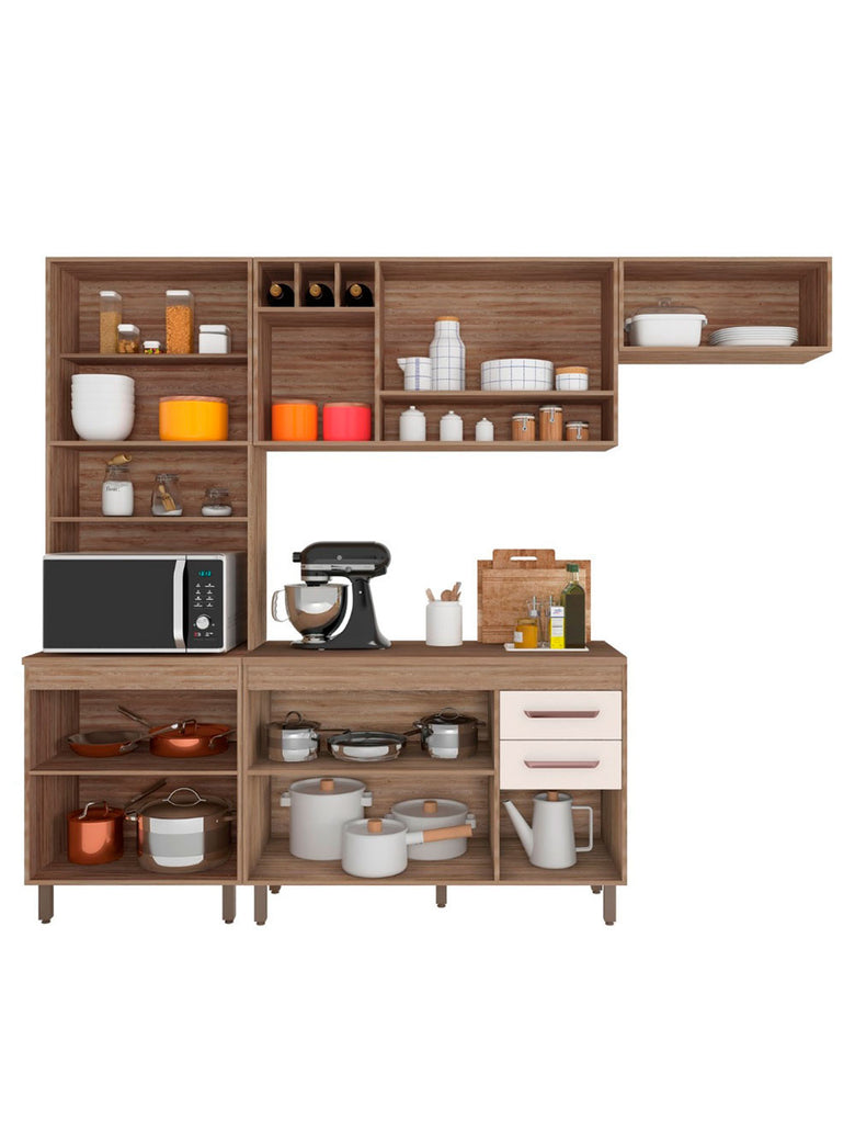 Cozinha Compacta 4 peças Balcão com Tampo Barcelona Poliman Móveis