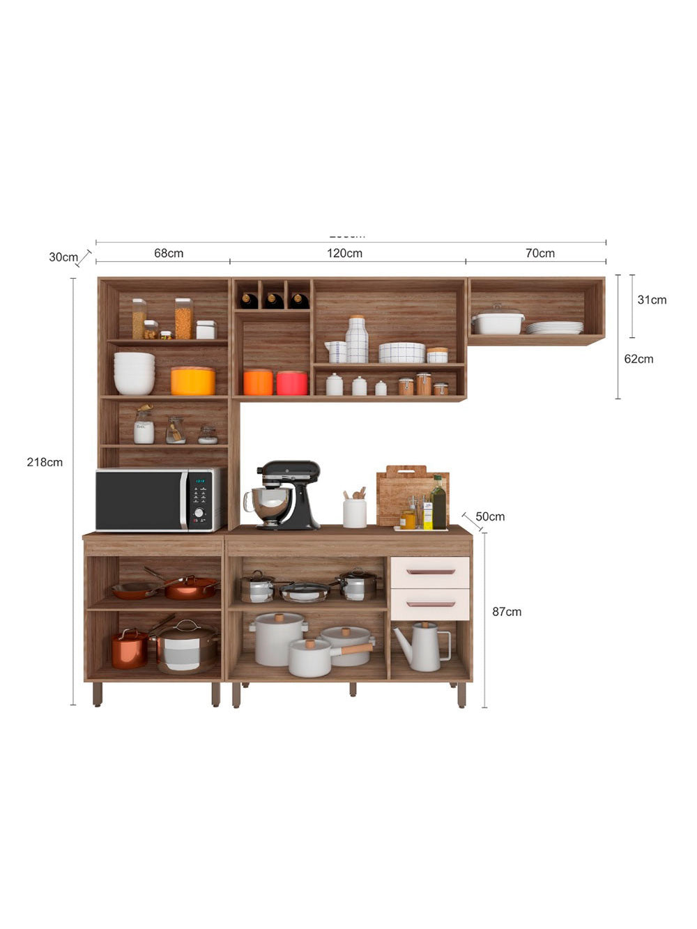 Cozinha Compacta 4 peças Balcão com Tampo Barcelona Poliman Móveis