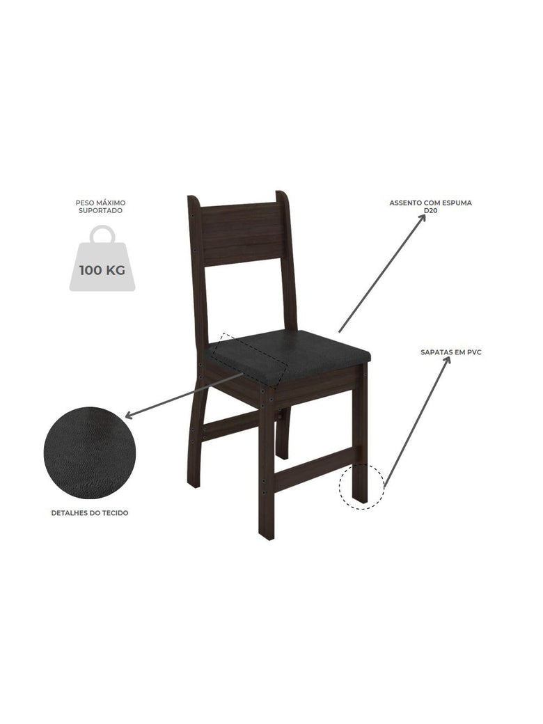 Conjunto Mesa com 4 Cadeiras Milano Poliman Móveis