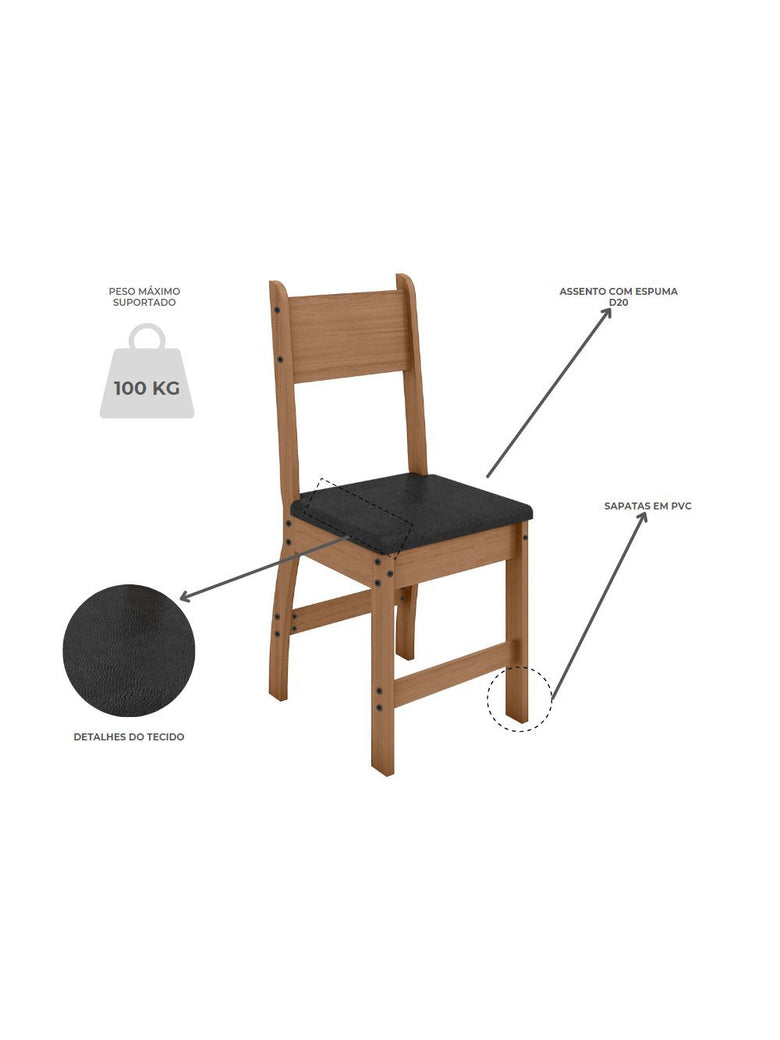 Conjunto Mesa com 4 Cadeiras Milano Poliman Móveis