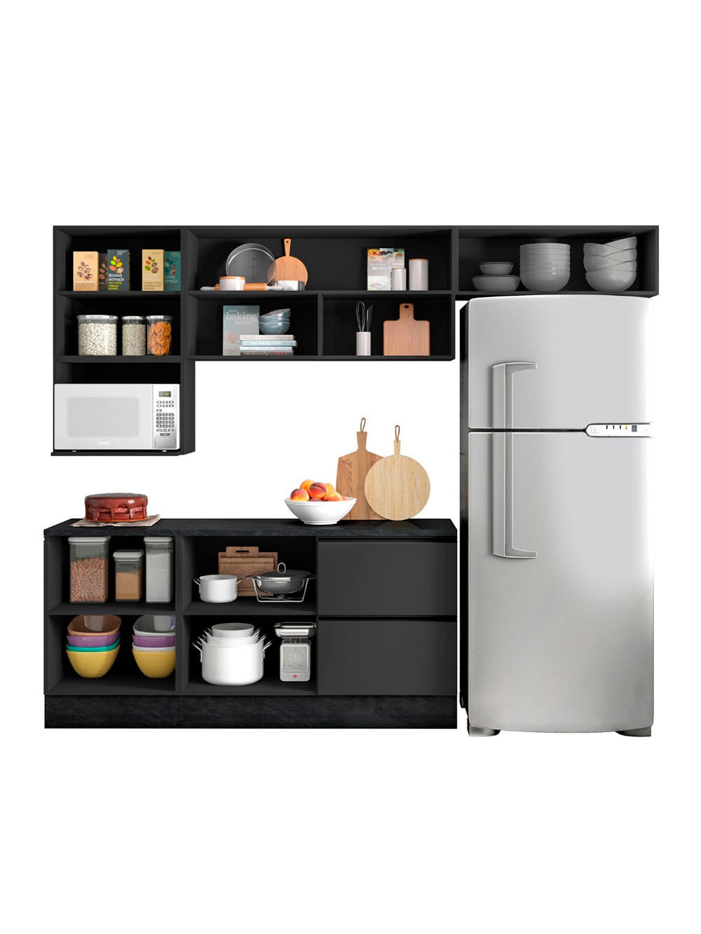 Cozinha Completa Etna 6 Peças Poliman Móveis - Carvalho oak e Off White