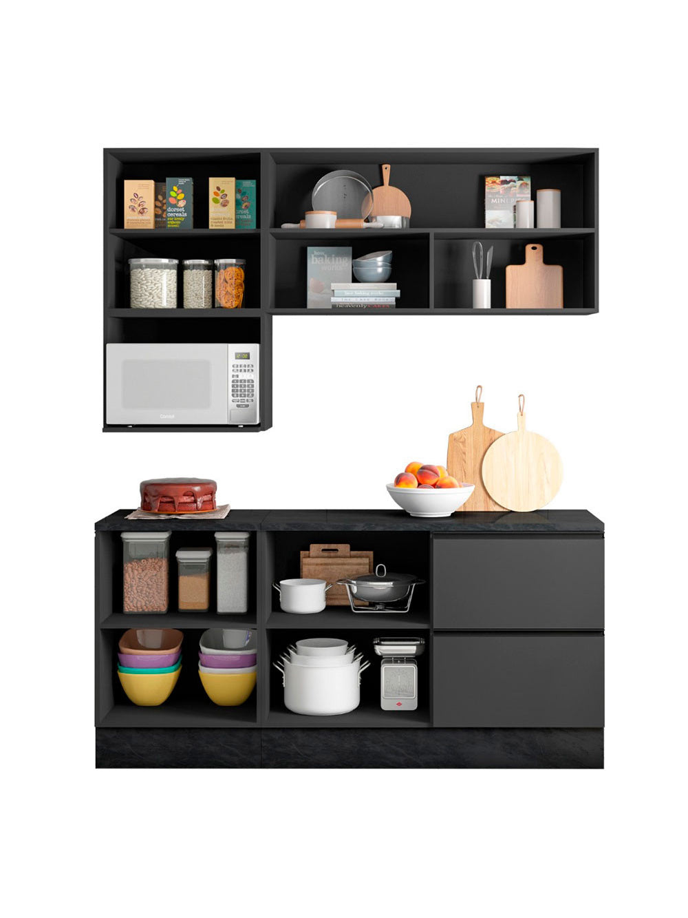 Cozinha Completa Etna 5 Peças Poliman Móveis - Carvalho oak e Off White