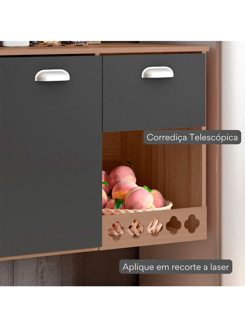 Cozinha Compacta Suspensa Mila 7 portas 1 Gaveta com Corrediças Telescópicas Poliman Móveis