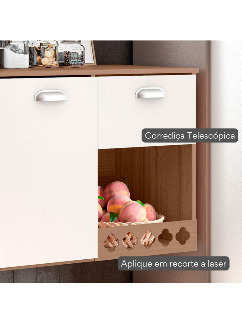 Cozinha Compacta Suspensa Mila 7 portas 1 Gaveta com Corrediças Telescópicas Poliman Móveis