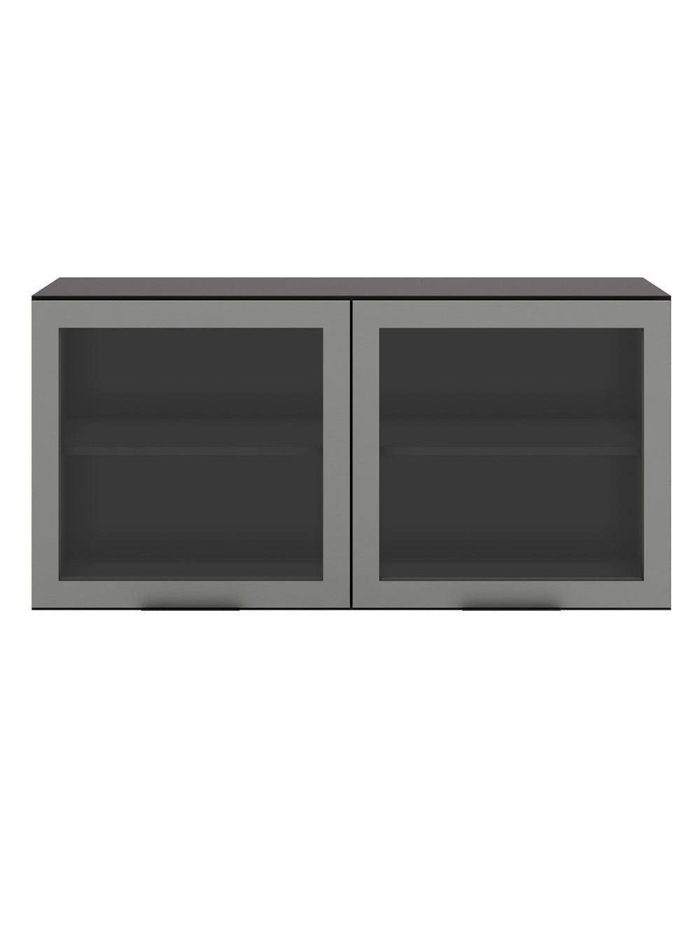 Armário Aéreo Etna 120cm 2 portas Vidro Prateleira Interna Fixa Poliman Móveis - Grafite
