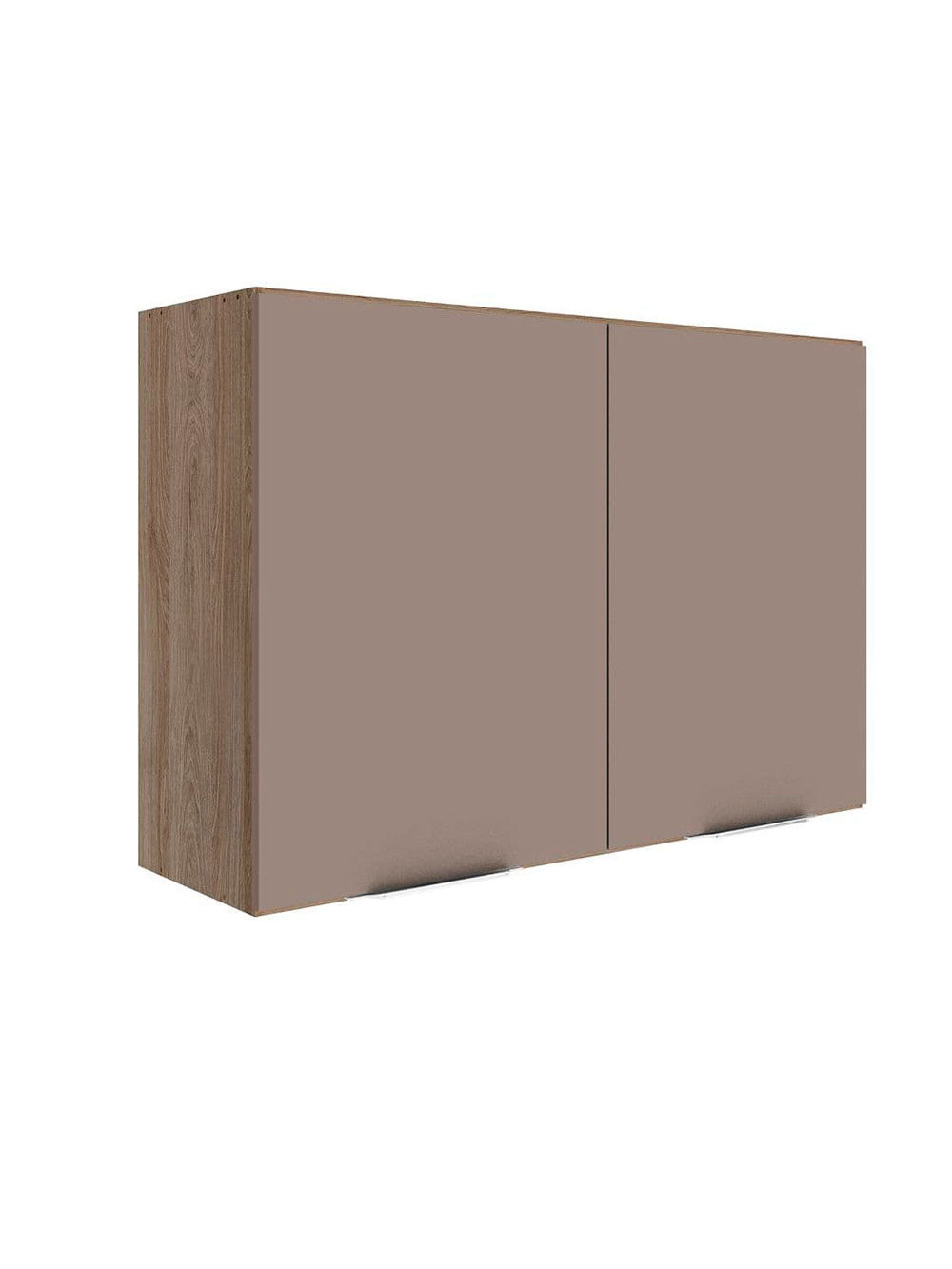 Armário Aéreo Ferrara 2 Portas 80cm Prateleira Interna Fixa Poliman Móveis - Carvalho oak e Fume