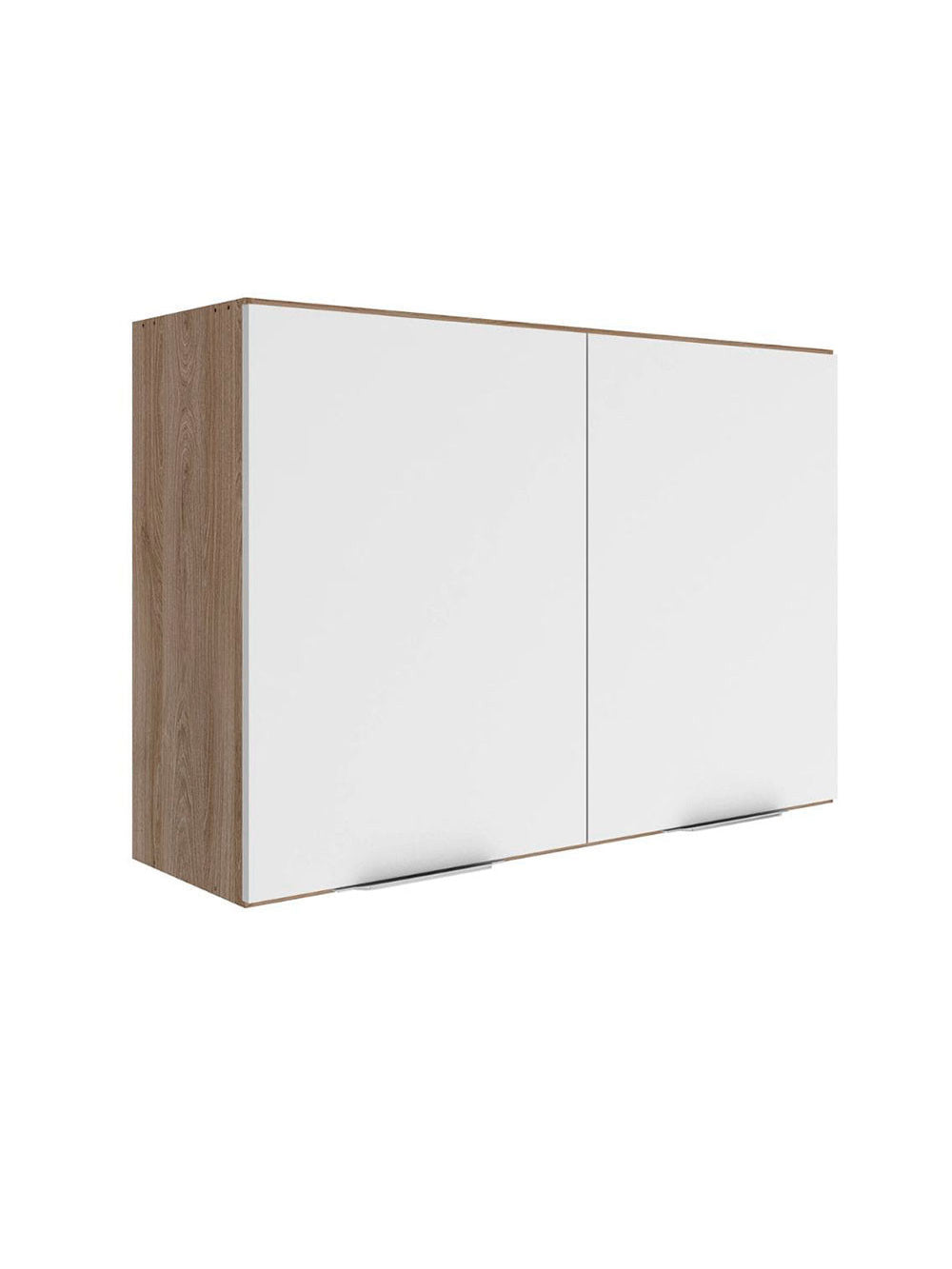 Armário Aéreo Ferrara 2 Portas 80cm Prateleira Interna Fixa Poliman Móveis - Carvalho oak e Branco