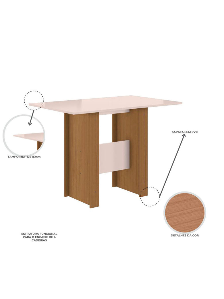 Mesa de Jantar 4 Lugares Milano Poliman Móveis