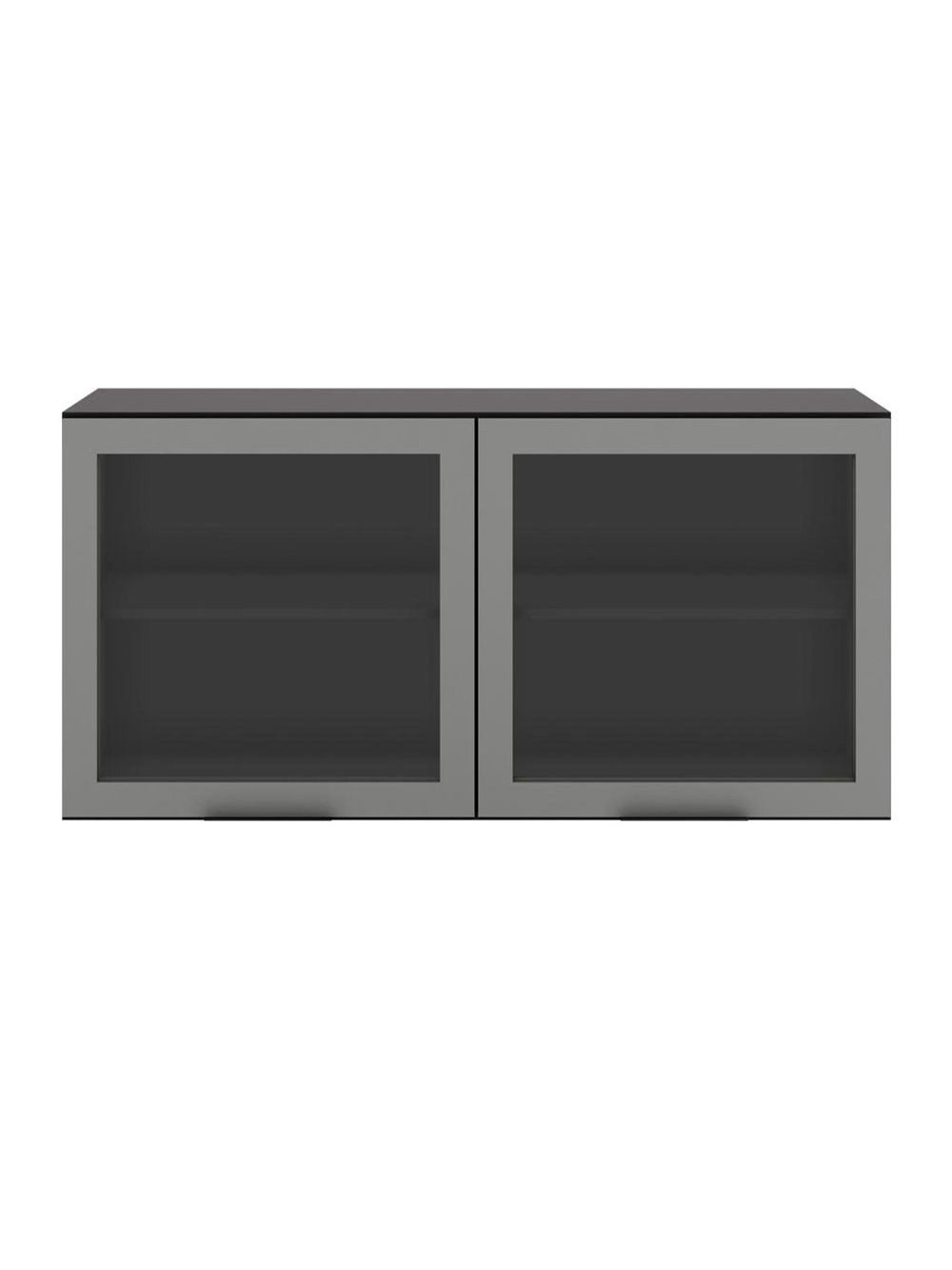 Armário Aéreo 2 portas Vidro 120cm Etna Poliman Móveis - Carvalho Oak