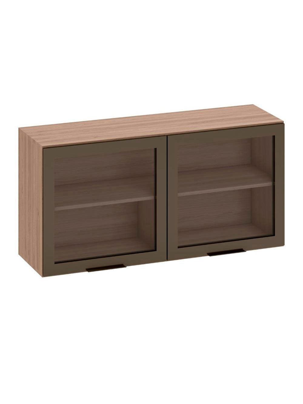Armário Aéreo 2 portas Vidro 120cm Etna Poliman Móveis - Carvalho Oak