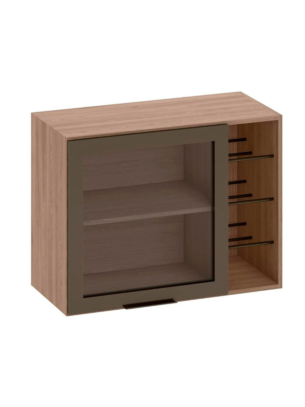 Armário Aéreo 80 cm 1 Porta Vidro Fumê com Adega Etna Poliman Móveis - Carvalho Oak