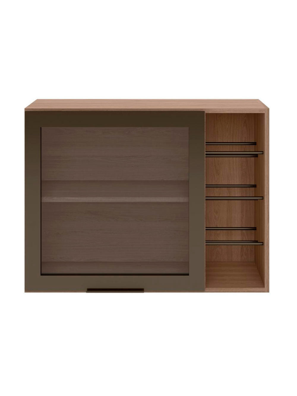 Armário Aéreo 80 cm 1 Porta Vidro Fumê com Adega Etna Poliman Móveis - Carvalho Oak