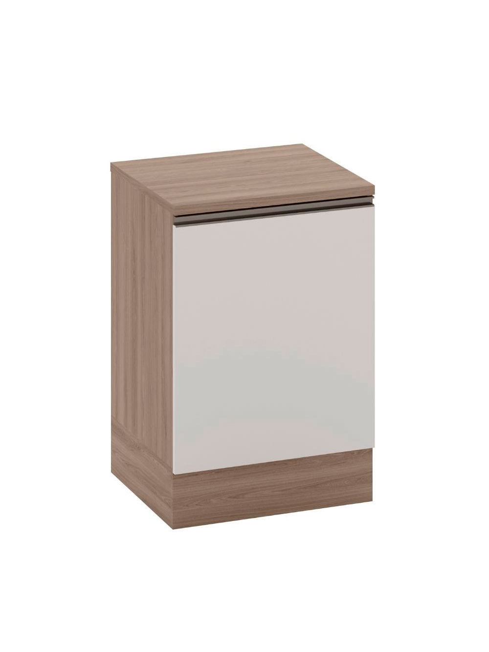 Balcão com Tampo 58 cm 1 Porta Etna Poliman Móveis - Carvalho oak e Off White