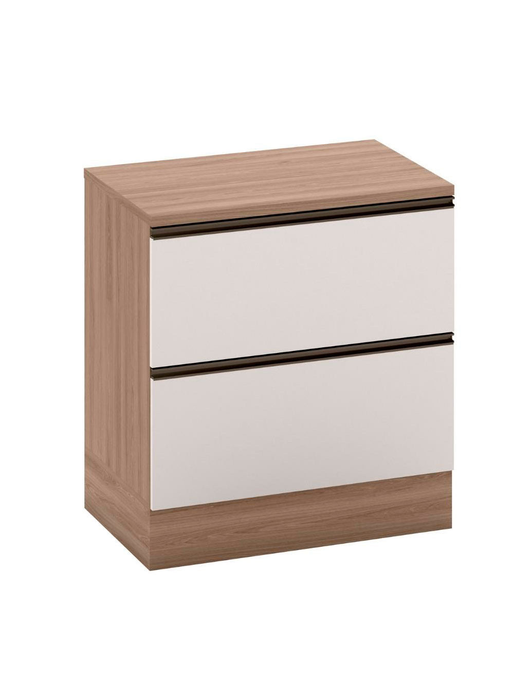 Balcão com Tampo 80 cm 1 Porta 1 Gaveta Etna Poliman Móveis - Carvalho oak e Off White