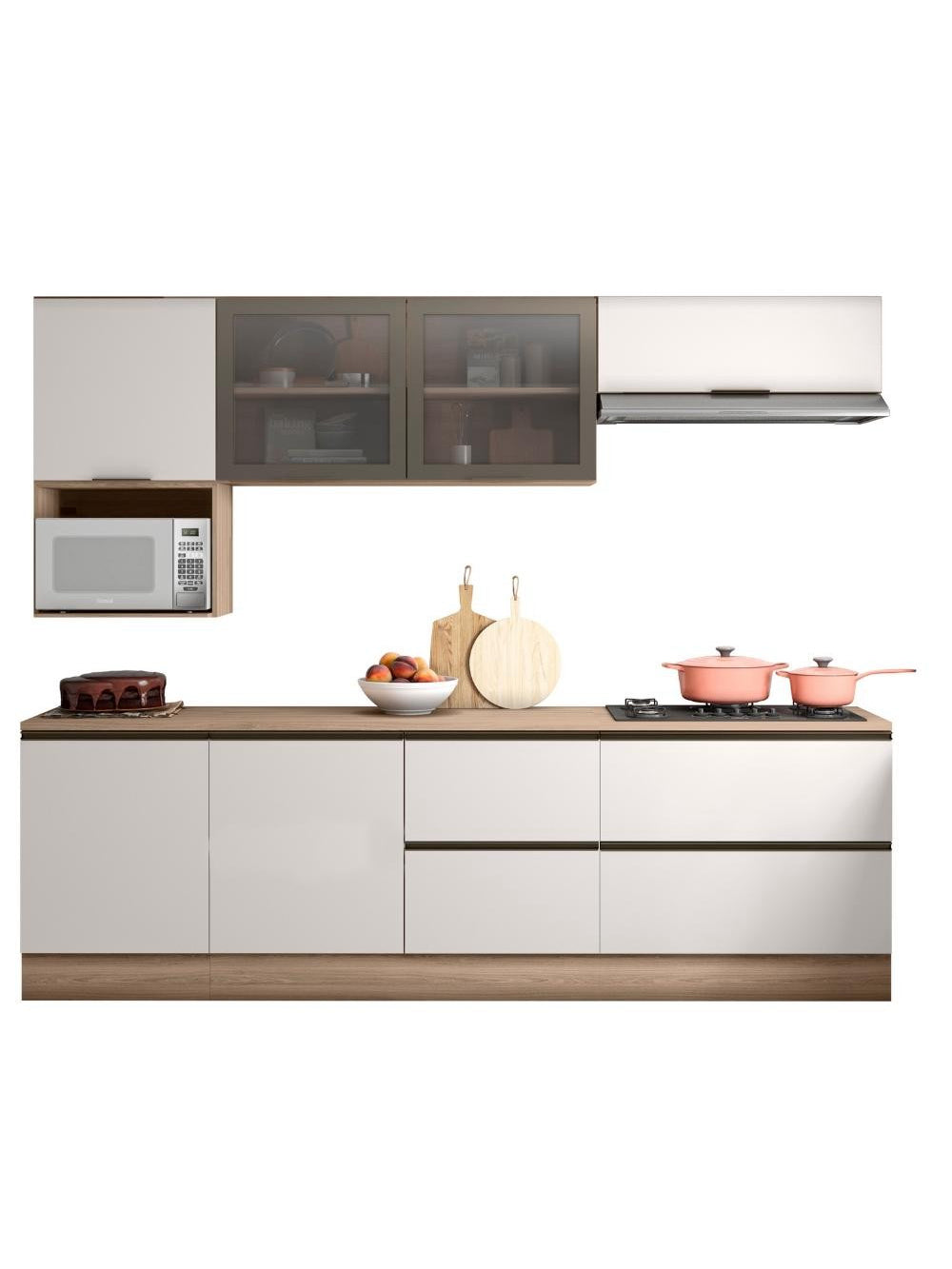Cozinha Completa Etna 7 peças Balcão Cooktop Poliman Móveis - Grafite