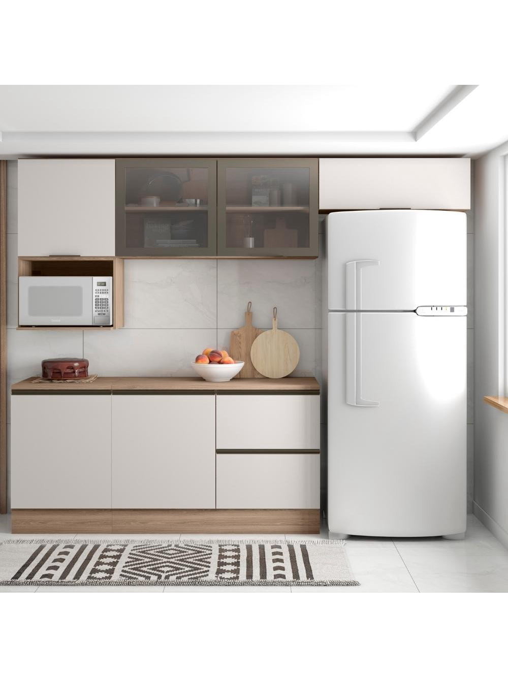 Cozinha Completa Etna 6 Peças Poliman Móveis - Carvalho oak e Off White