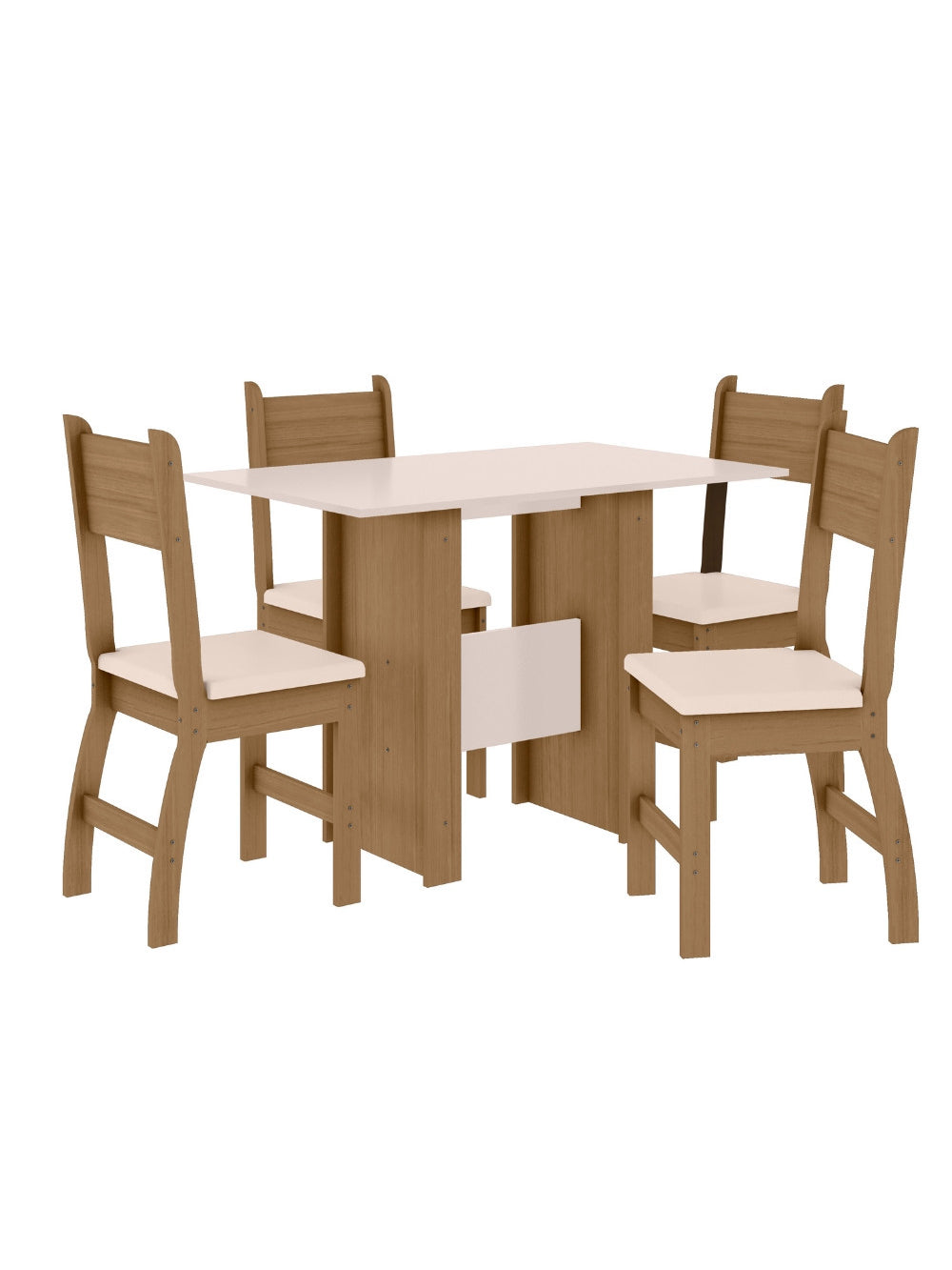 Conjunto Mesa de Jantar 4 Lugares Milano - Amêndoa com Savana